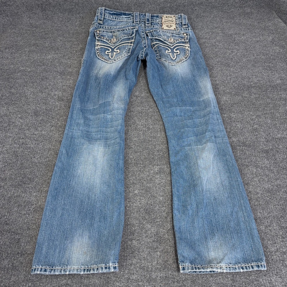 Rock Revival Jeans Men 31x32 Paul Boot Cut Bootleg Flap Pocket Distressed Studs - Picture 12 of 13